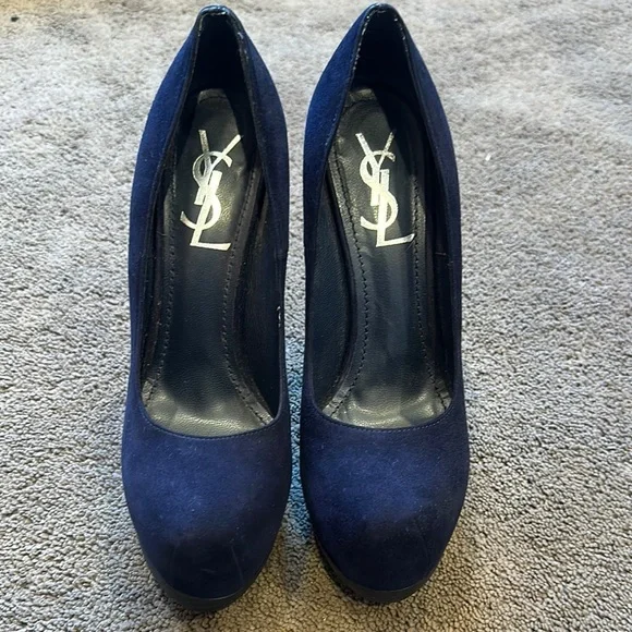 Yves Saint Laurent Blue Stiletto Heels - Authentic - Picture 1 of 8